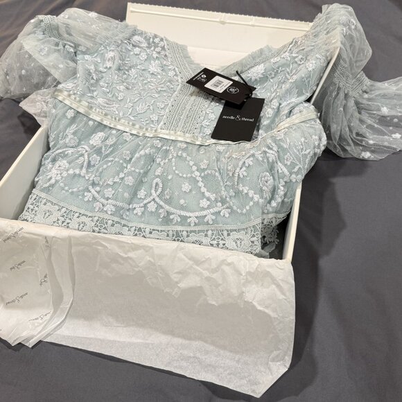 NWT Needle & Thread Spearmint Lace Tulle Dress Sz 10 Original Box Spring Summer - Picture 5 of 7